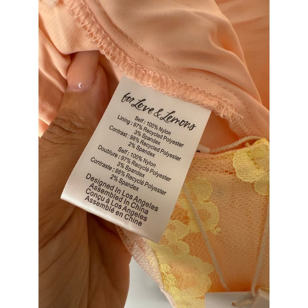 For Love & Lemons Blossom Pink Lemonade Sheer Lace Bodysuit Boho Maxi Dress S - Picture 10 of 10